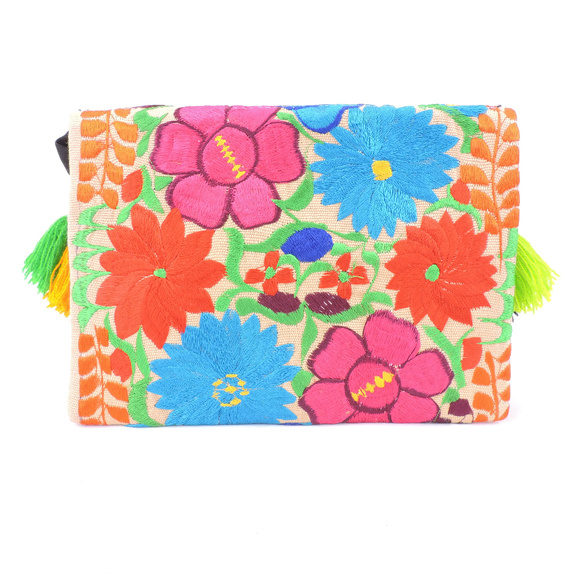 Handmade Boho Crossbody Purse Tassel Embroidered - Picture 3 of 4